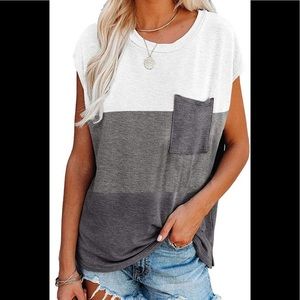NWT Color Block Cap Sleeve‎ Tee w/Pocket